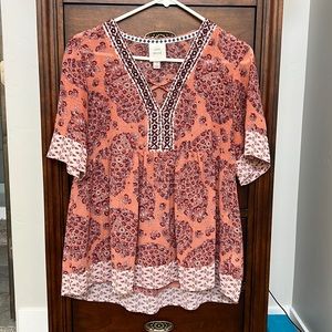 Knox rose pink floral top size small